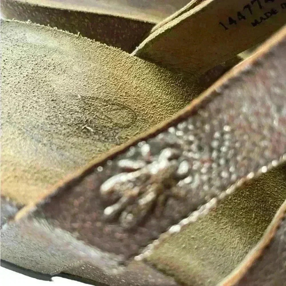 FLY London Gily Women's Metallic Gold Wedges Sandals Slip On Size 41 / 10-10.5 - Picture 6 of 10